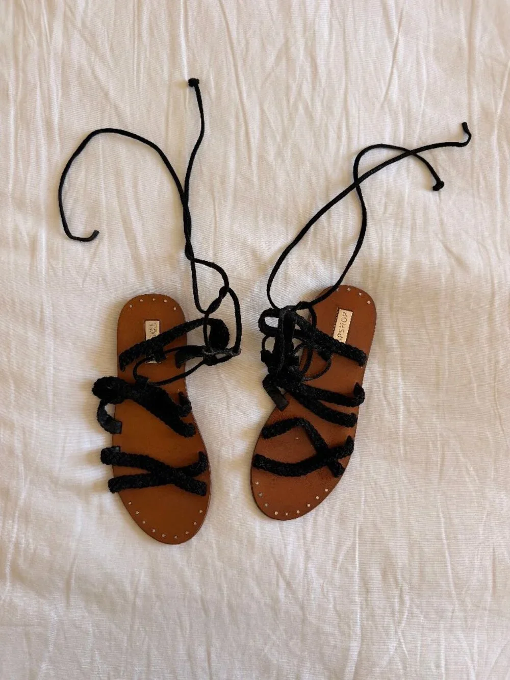Topshop 'Farewell' Black Gladiator Sandals (sz 8)